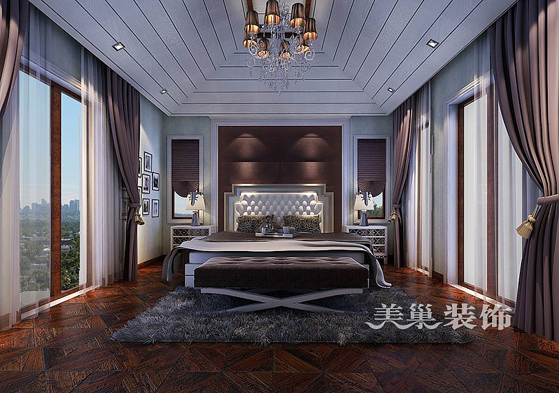 思念果岭国际社区320平别墅装修简欧效果图——主卧室