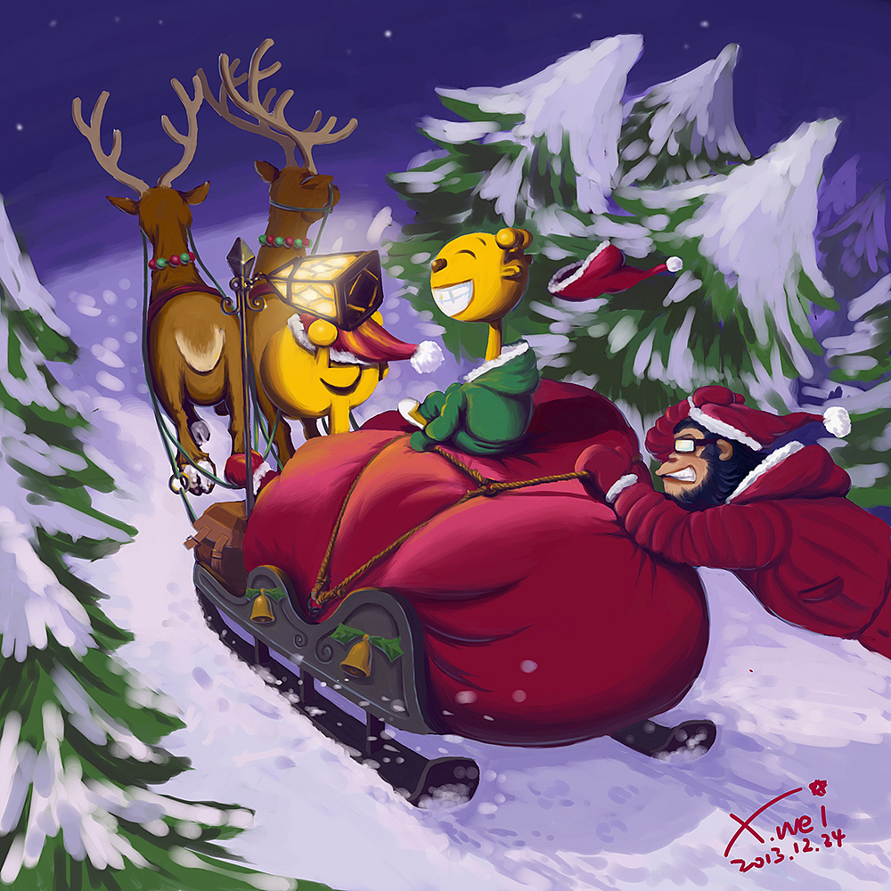 长颈鹿微小宝圣诞手绘插画（图ZMTMzODQwMTI=） - 创作习作 - 站酷设计师RockingNuts原创素材 - 站酷ZCOOL