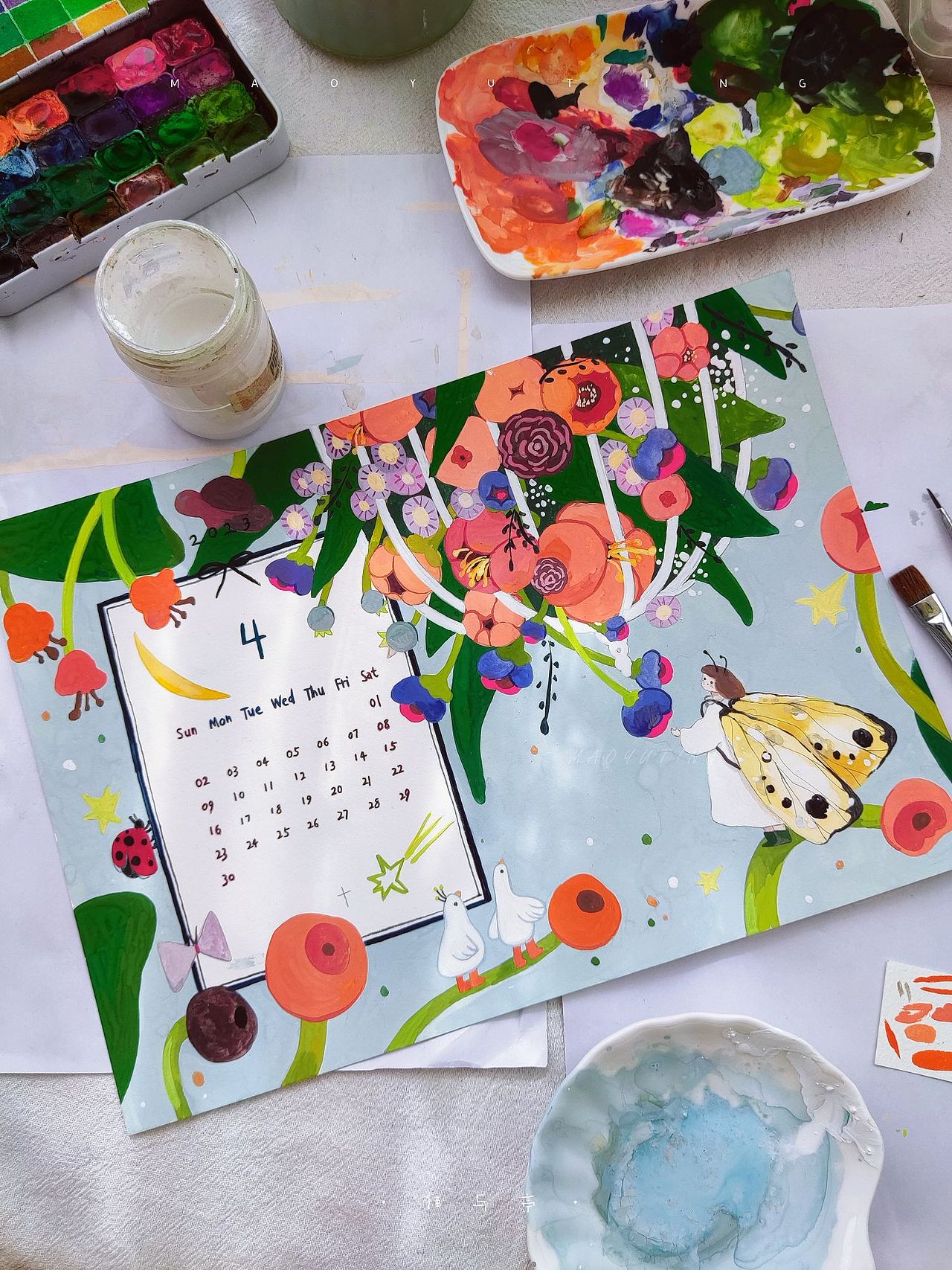 2023插画月历|不透明水彩（图ZMzMwNDg4MjM2） - 创作习作 - 站酷设计师猫与亭原创素材 - 站酷ZCOOL
