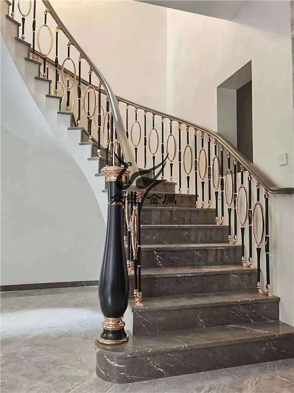 温州楼梯栏杆厂家直销别墅铜楼梯栏杆 旋转立柱栏杆