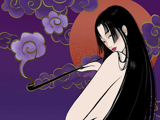 插画习作---江户裸女