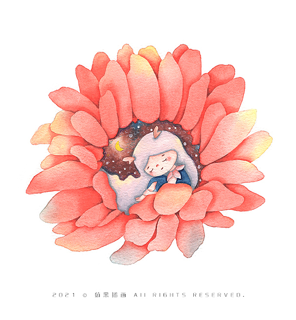 精靈女孩與花兒系列原創(chuàng)水彩插畫（圖ZMjY2NDAxNTg0） - 商業(yè)插畫 - 站酷設(shè)計師茹果插畫原創(chuàng)素材 - 站酷ZCOOL