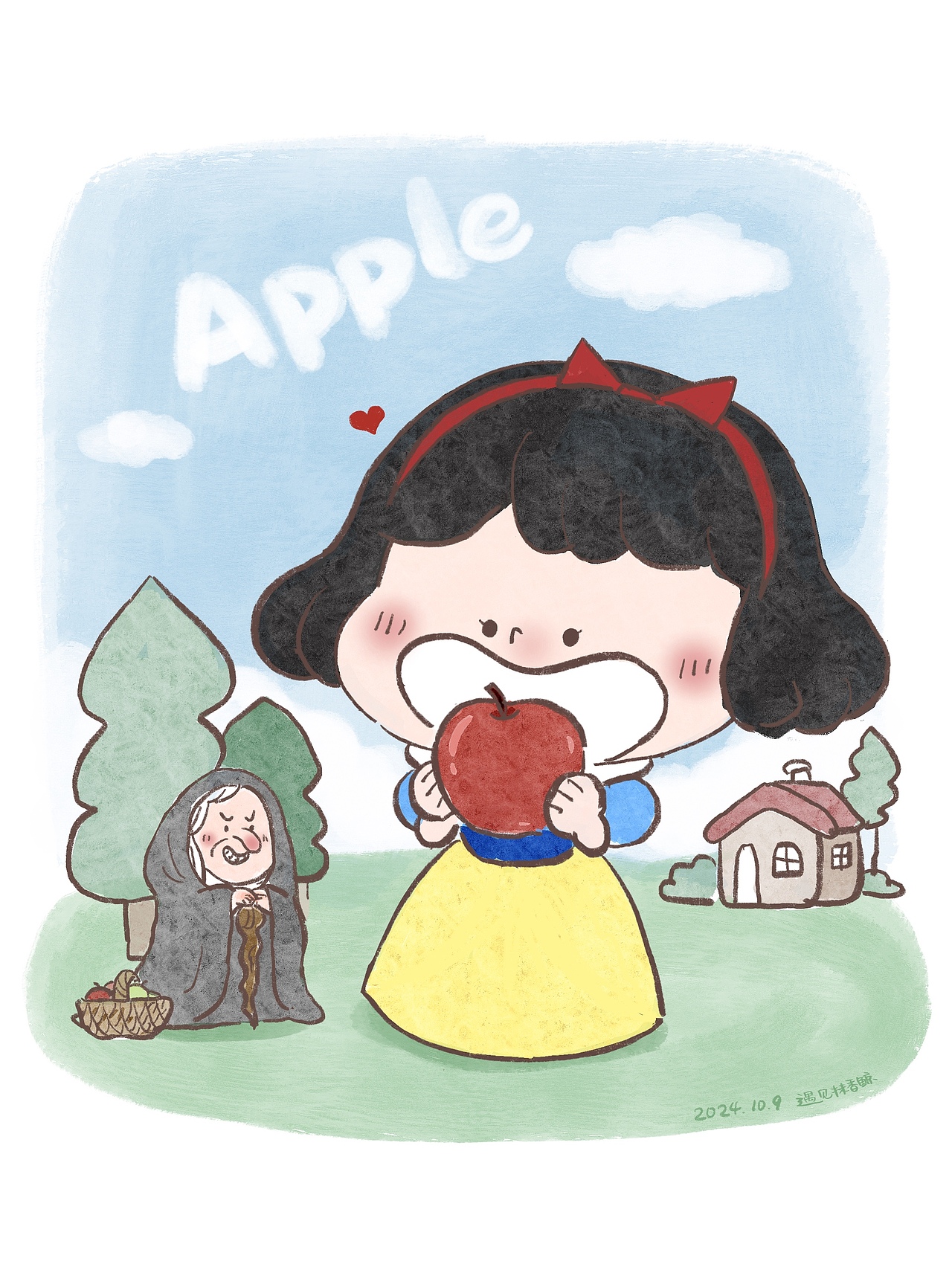 白雪公主的蘋果（圖ZMzgwMTcxMTYw） - 兒童插畫 - 站酷設計師遇見抹香鯨原創(chuàng)素材 - 站酷ZCOOL