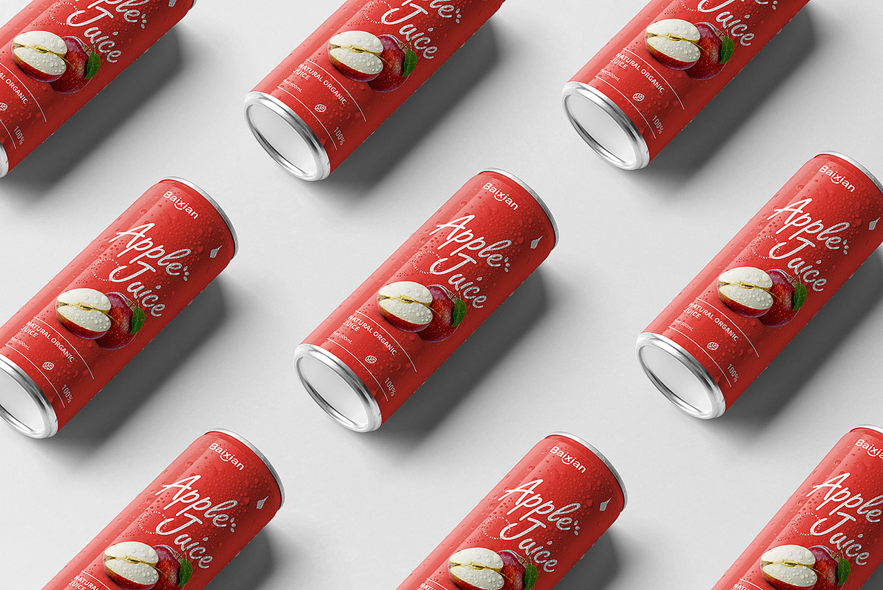 包装设计—BAIXIAN百鲜易拉罐果汁饮料