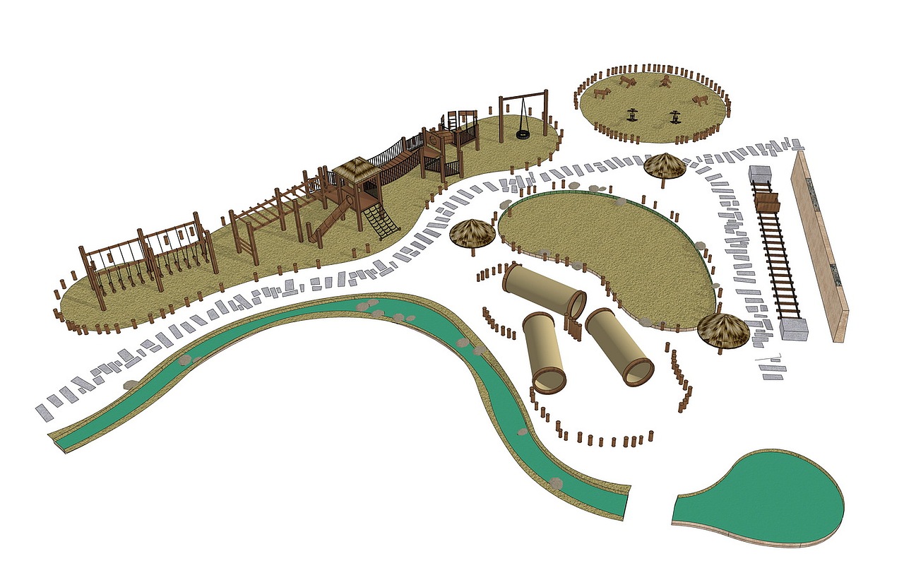 儿童公园儿童游乐场SU模型下载