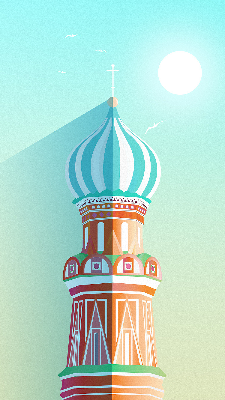 远传插画 暮色下的清真寺