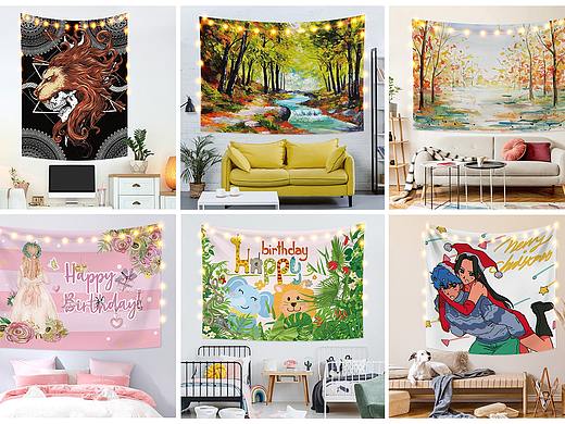 背景布挂毯浴帘上货场景图