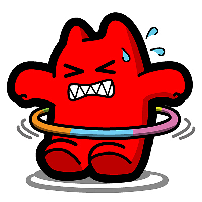 g82【魔鬼猫表情-呼啦圈】#全身 运动 减肥 扭动 转圈 流汗 ip 动漫