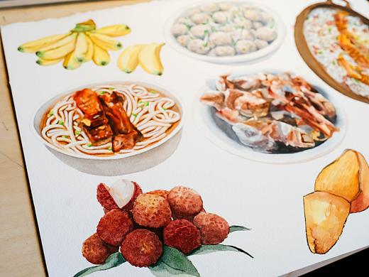 美食水彩画