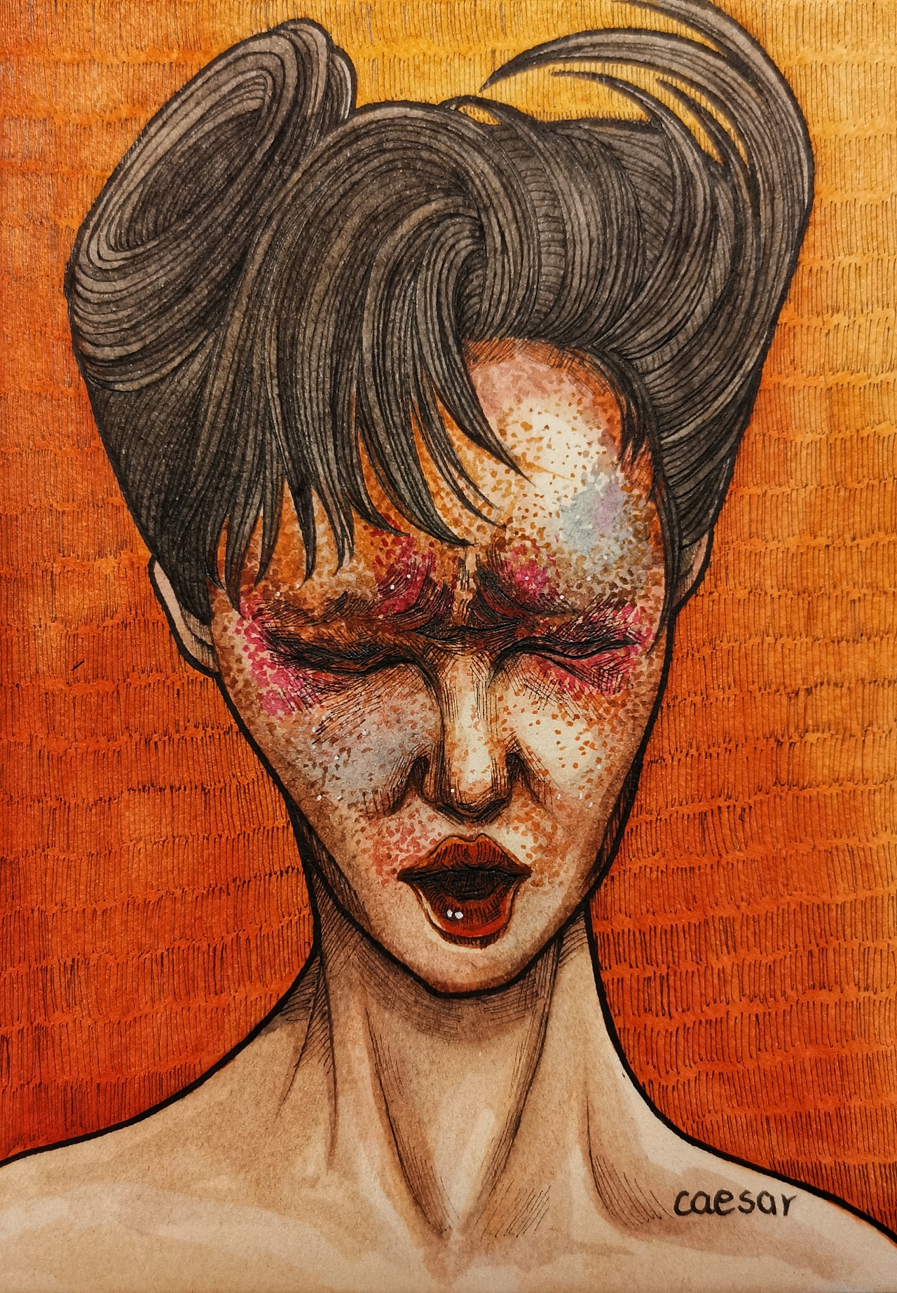 水彩|抽象人物|钟灵的365天