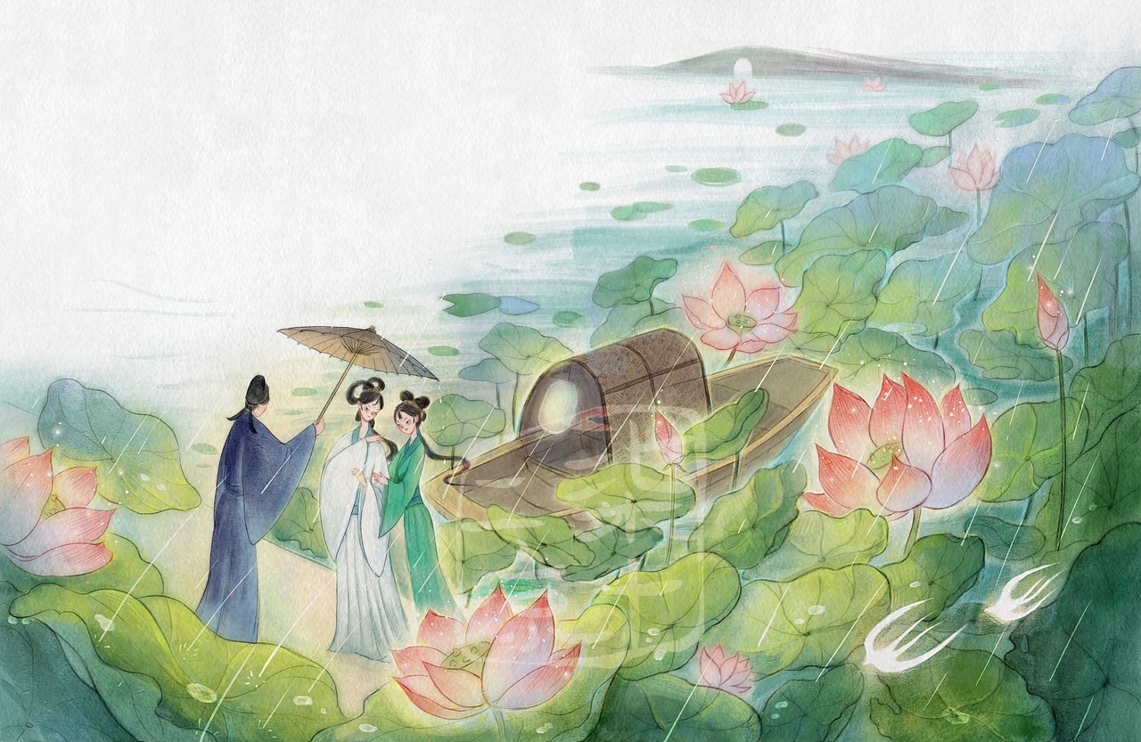 西湖相遇（图ZMzUxODA3NDQ0） - 商业插画 - 站酷设计师柒十二凉原创素材 - 站酷ZCOOL