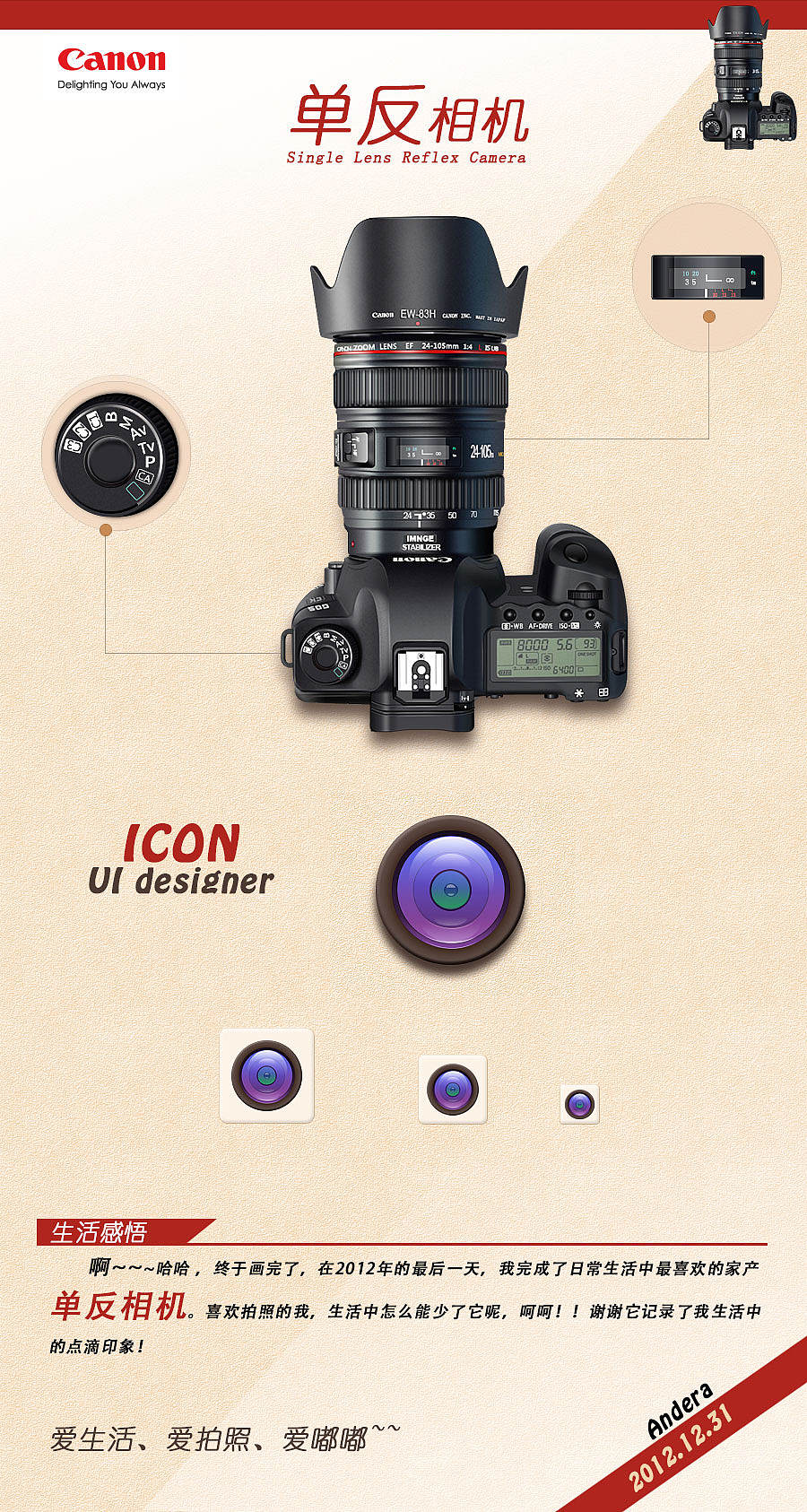 佳能单反相机-（SLR camera）（图ZNzkxNzc1Ng==） - 图标 - 站酷设计师Andera原创素材 - 站酷ZCOOL