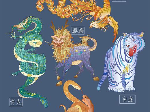 五神：青龙、白虎、朱雀、玄武、麒麟