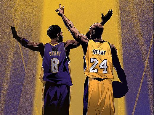 NBA湖人科比球衣退役长篇故事插画，二十年有多长？