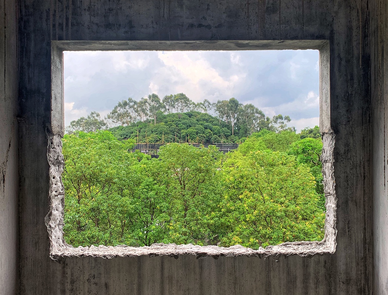 前序：透过现场砸墙的看到绿色的森林，领悟到色谱中，绿色是冷暖边缘的中立者。它可以是松绿的温馨自然，可以是黛绿的雅致宁和，也可以是普拉达绿的冷硬随性。
 Seeing the green forest through the scene smashing the wall, I realized that green is the neutral on the edge of cold and warm in the color spectrum. It can be the warmth and nature of pine green, the elegance and calmness of Dai green, or the coldness and randomness of Prada green. <br>____________________________