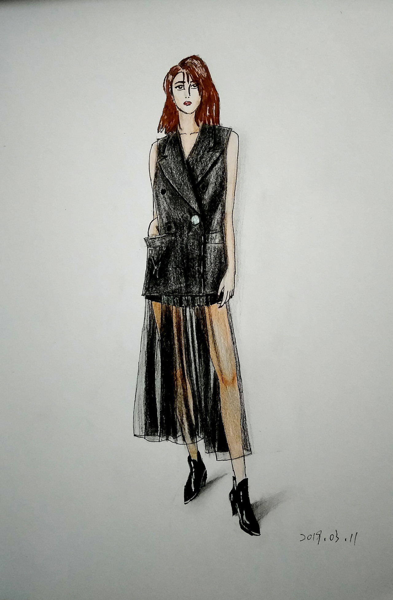 彩铅手绘服装效果图