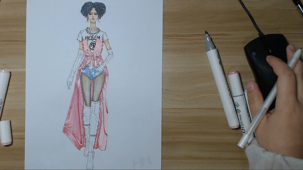 女装牛仔效果图技法表现（图ZMTM4MzgyMjk2） - 绘画 - 站酷设计师服装设计手绘原创素材 - 站酷ZCOOL