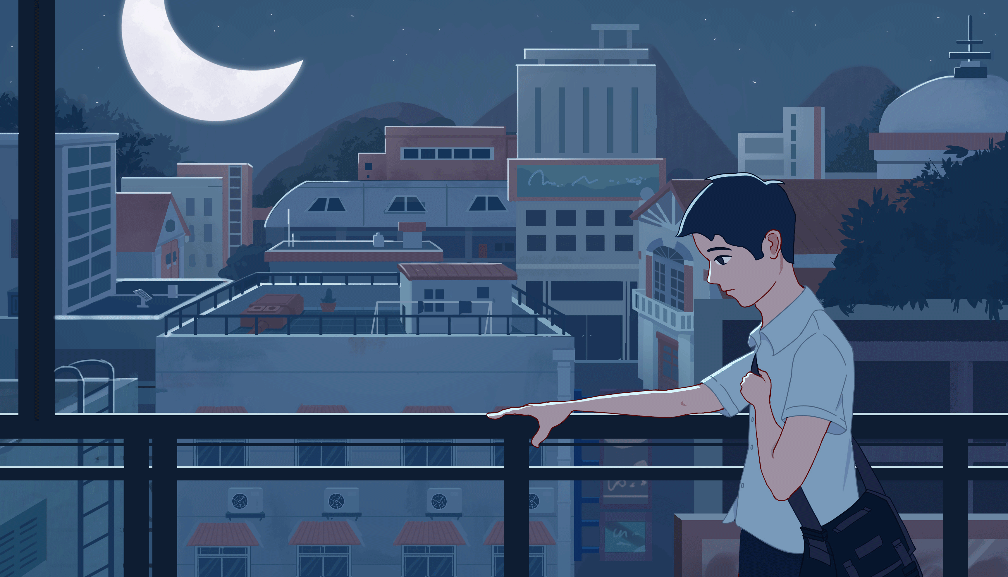 插画-夜里的故事