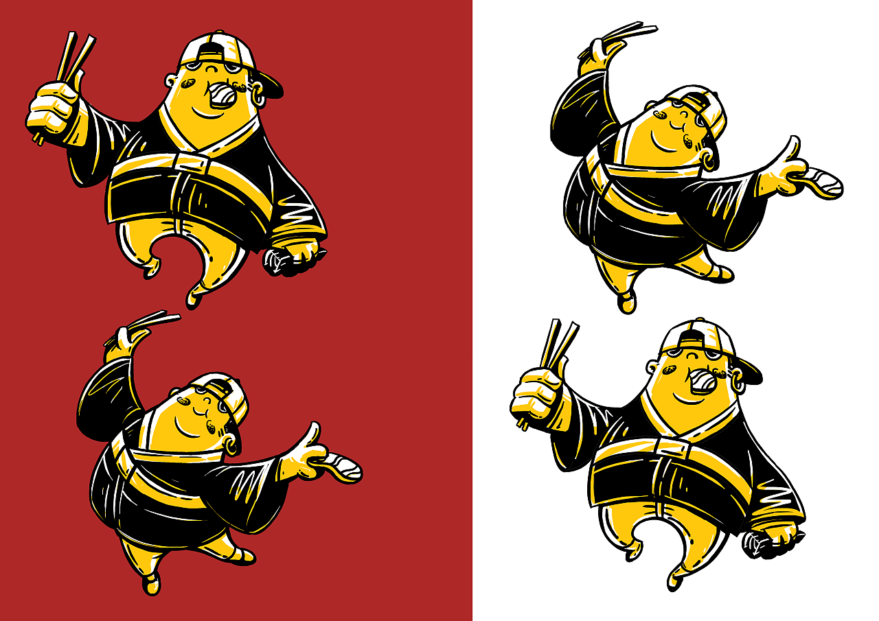 早期卡通形象设计《炭娃烤肉》