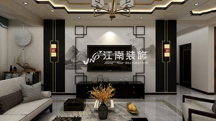 哈尔滨江南装饰公司华润中央公园新中式风格装修效果图（图ZMTU3ODIwNDk2） - 家装设计 - 站酷设计师jnzs2002原创素材 - 站酷ZCOOL