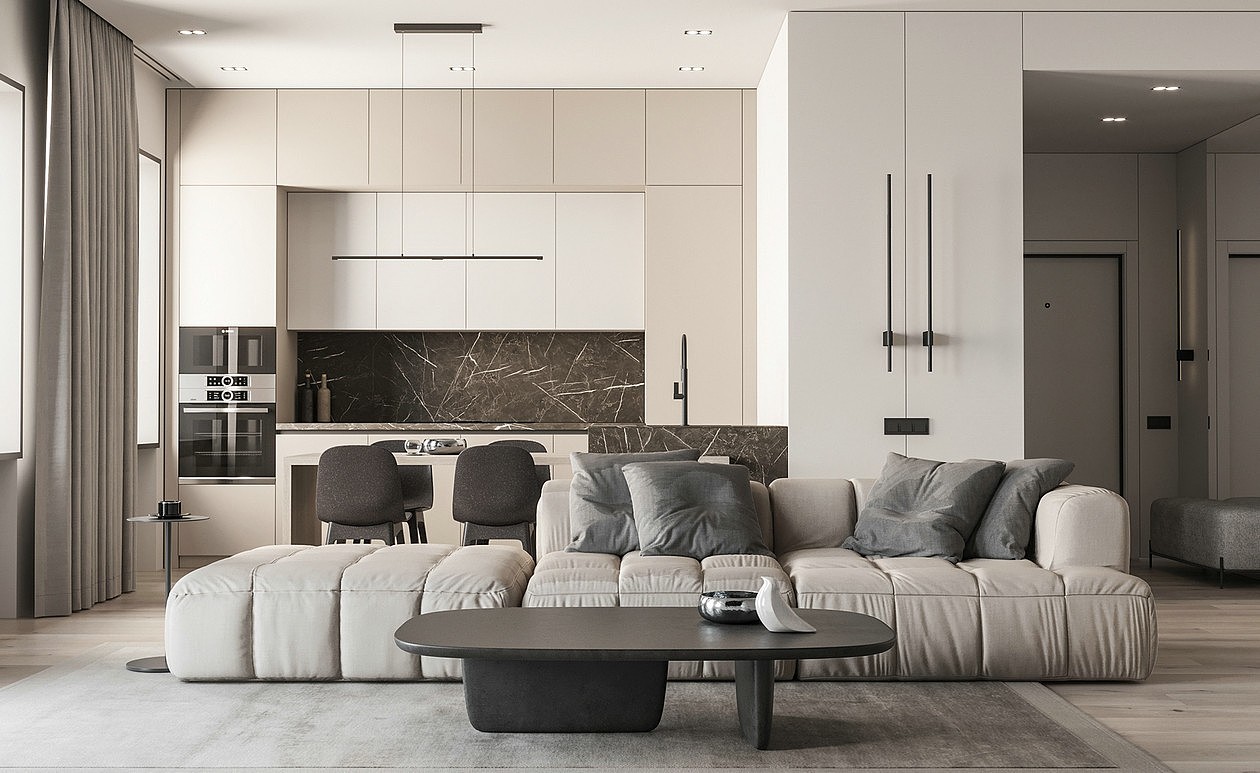 92平 现代简约风效果图 细节超多 效果图施工图深化