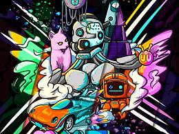 《爱，死亡与机器人》潮流插画