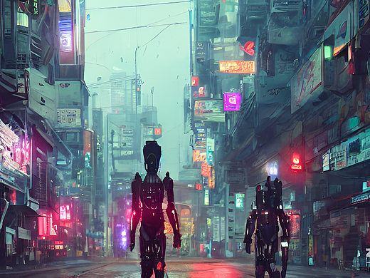 #AI创作实验室#诡异的新年穿着机甲在路上行走