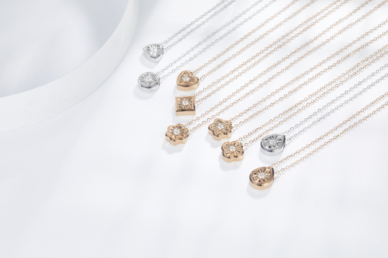 商业珠宝白色场景组合图摄影拍摄