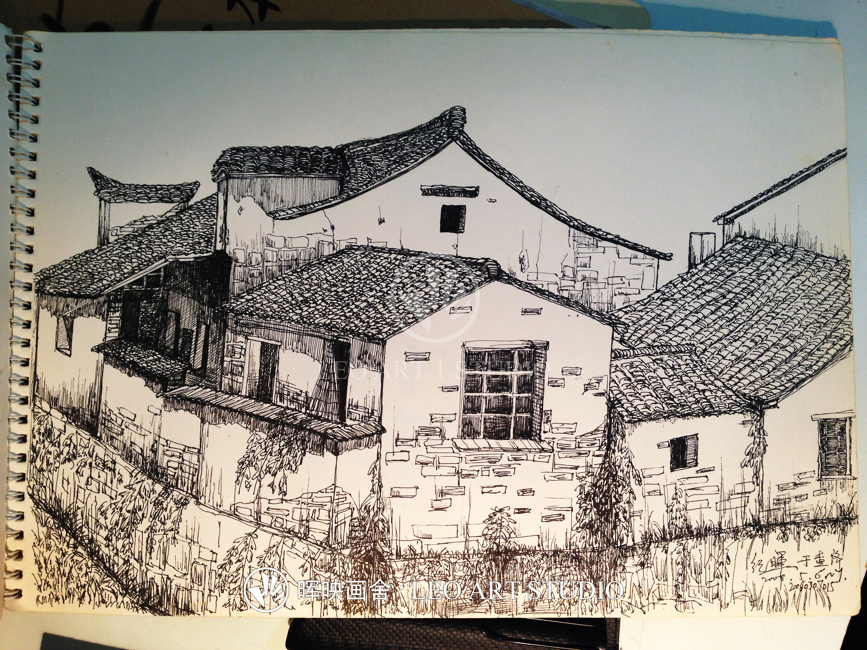 农村风景钢笔画图片
