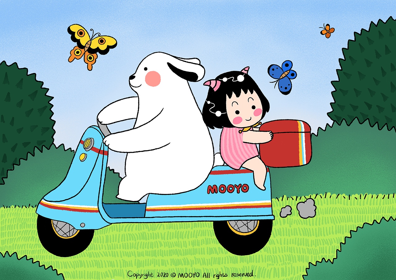 MOOYO 和大兔子 - 遇见甜蜜（图ZMjE4ODE5NjU2） - 艺术插画 - 站酷设计师MOOYO麻药原创素材 - 站酷ZCOOL