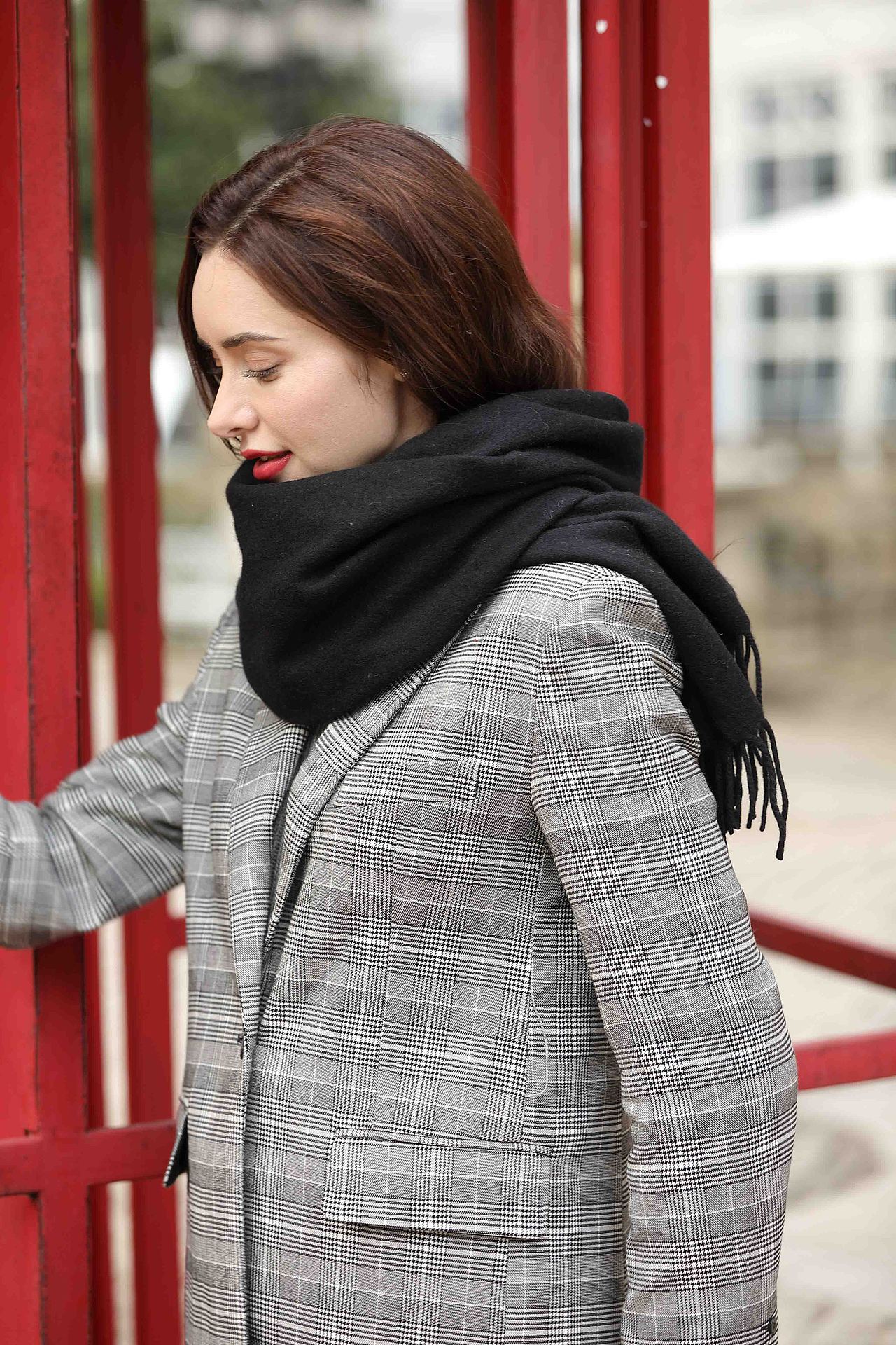 羊毛围巾模特图