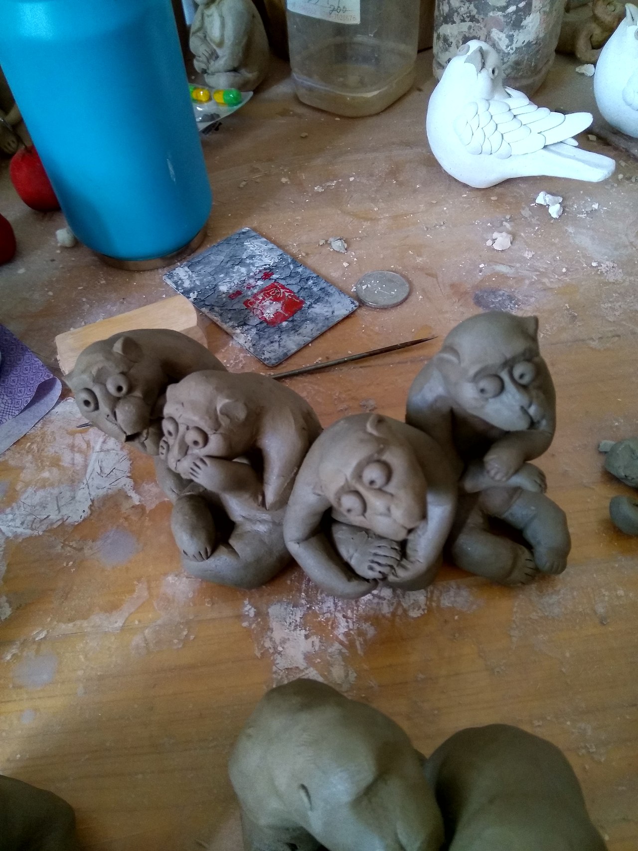 猴子 纯手工陶泥雕塑原创设计