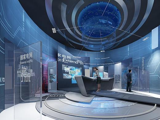 国家电网展厅科技现代展厅3d效果图设计制作