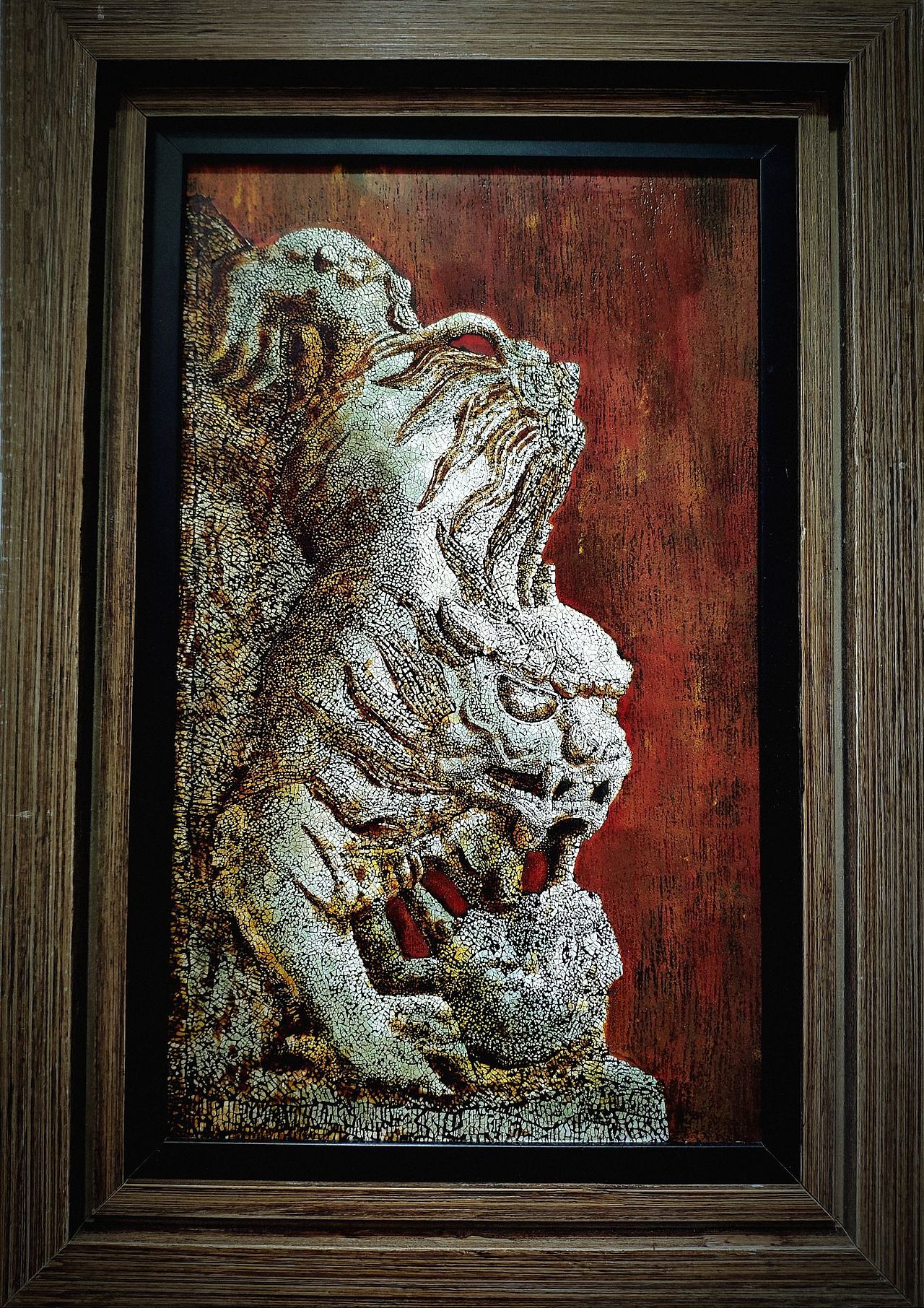 漆画——《镇守系列之一》（图ZMzI5MzAxNTQ0） - 绘画 - 站酷设计师大漆熊原创素材 - 站酷ZCOOL