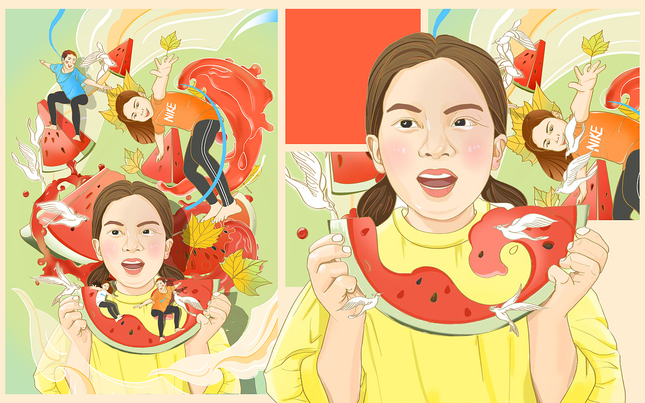 插画设计 24节气插画(秋)前一阶段的插画练习整理~