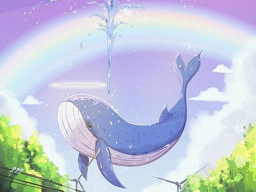 绘画过程~ 去往鲸鱼岛~