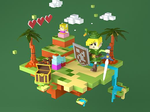 C4D塞尔达8bit风格作品（个人主页-ZMjYyOTk4MDA=） - 其他三维 - 站酷设计师MRSMITH000原创素材 - 站酷ZCOOL