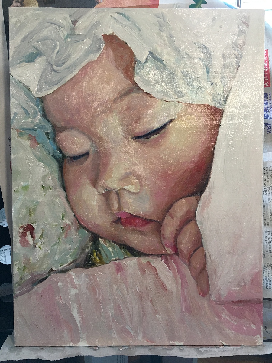 《熟睡的小孩》|油画|纯艺术|dinyh - 原创设计作品 - 站酷 (zcool)