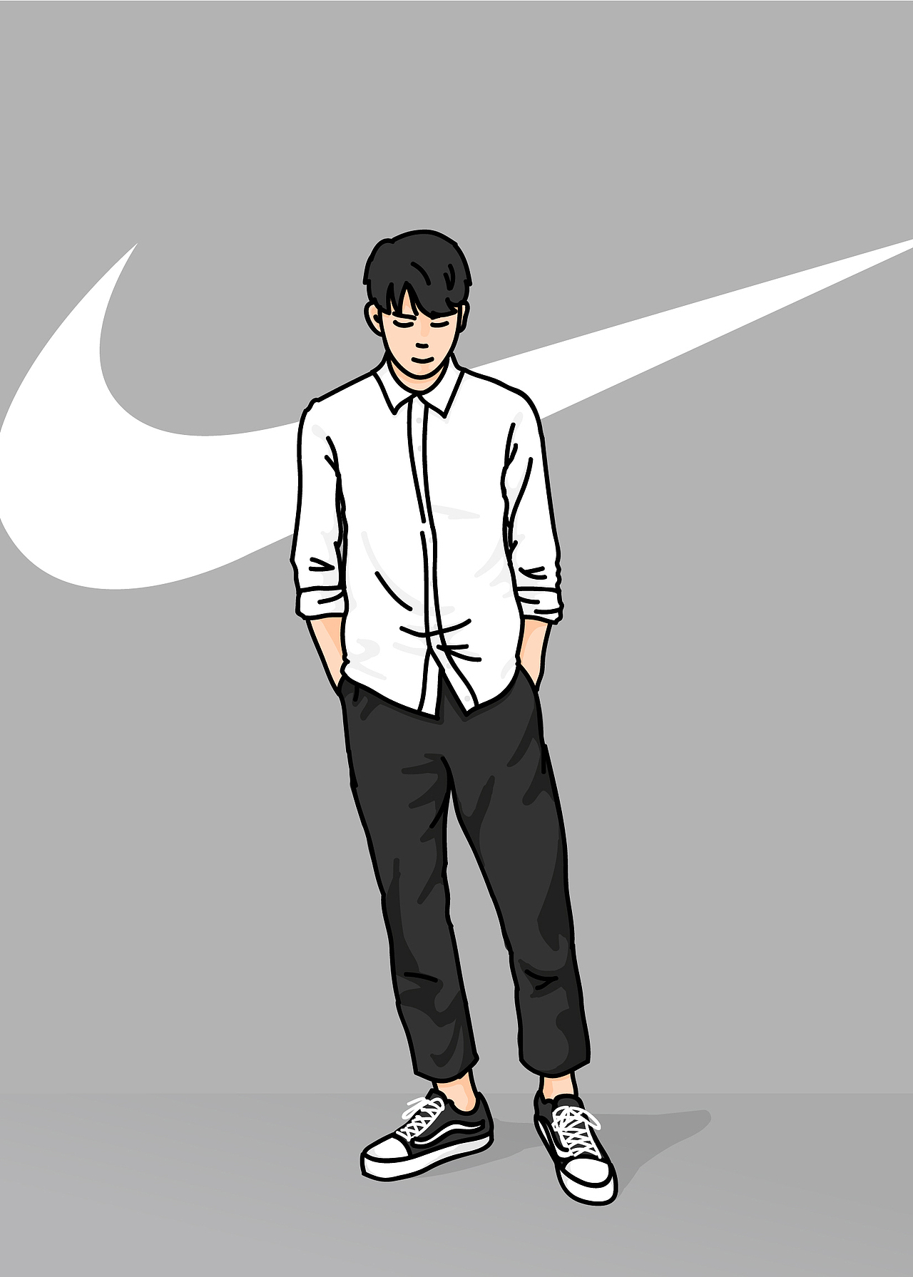 粗线条人物插画（易烊千玺）（图ZMTY1MTI0NzI0） - 创作习作 - 站酷设计师卡皮巴哈原创素材 - 站酷ZCOOL