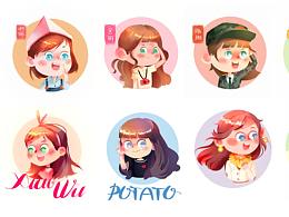 #儿童插画 近期商业头像小色稿总结