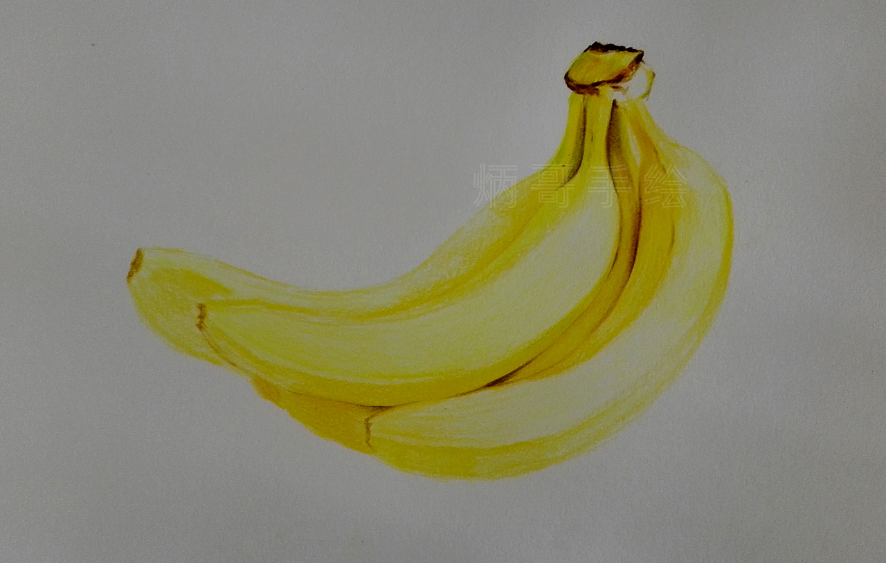 原创作品纯艺术绘画水果彩铅彩铅香蕉水彩花卉半开10土巴屋炳哥彩铅