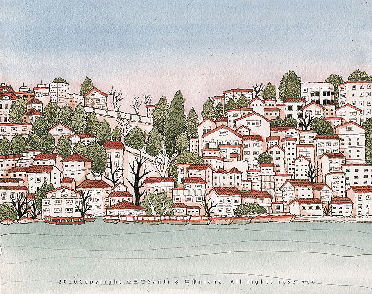 城市建筑-手绘（图ZMjM4NjA2Mjk2） - 商业插画 - 站酷设计师SanJi三吉原创素材 - 站酷ZCOOL