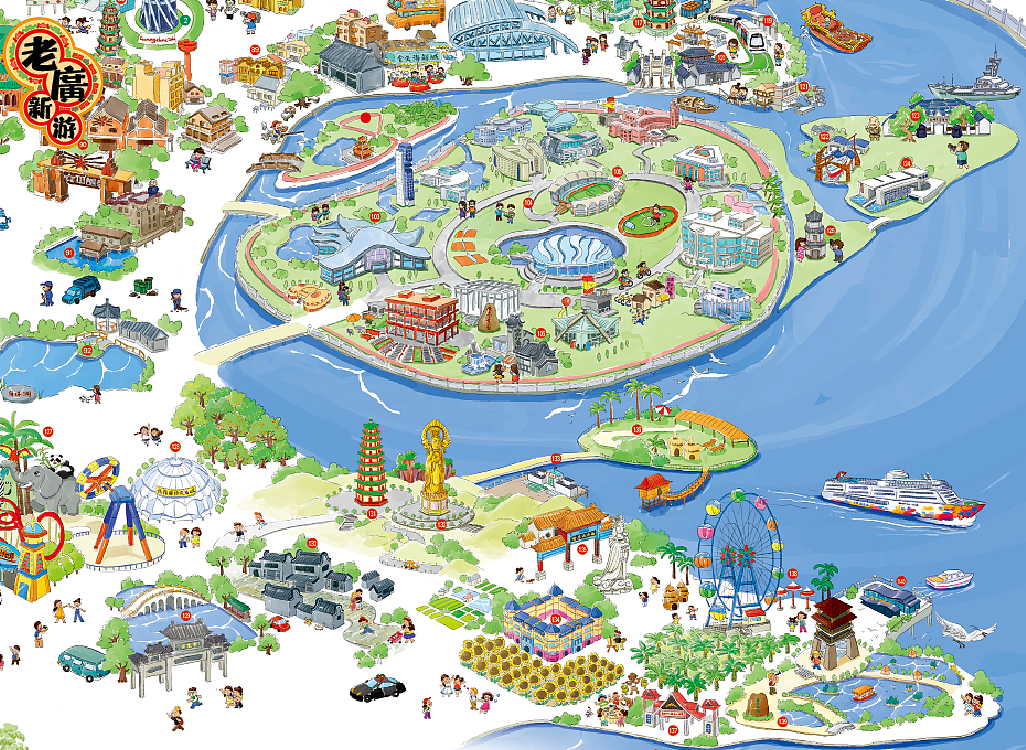 老广新游/大话国/插画/绘本/《广州手绘地图》