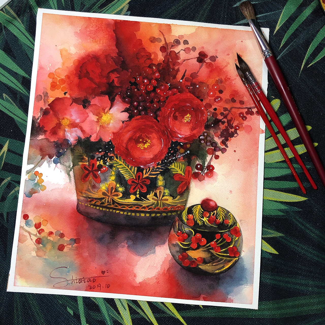 水彩花卉静物（图ZMTgxNDM0NDM2） - 绘画 - 站酷设计师诗乔水彩原创素材 - 站酷ZCOOL