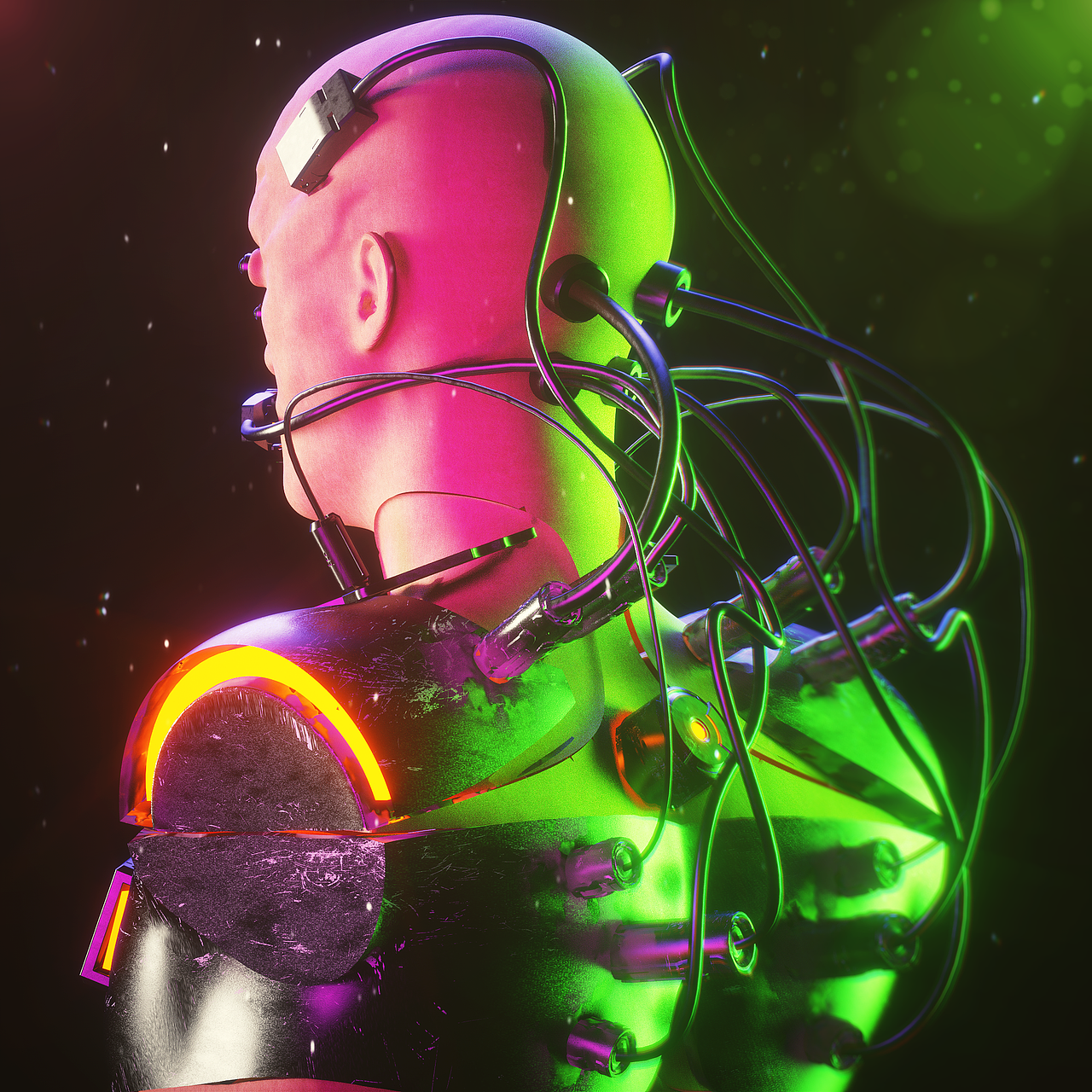 Zbrush雕刻大体结构,C4D简单修了下(加了几根管子)