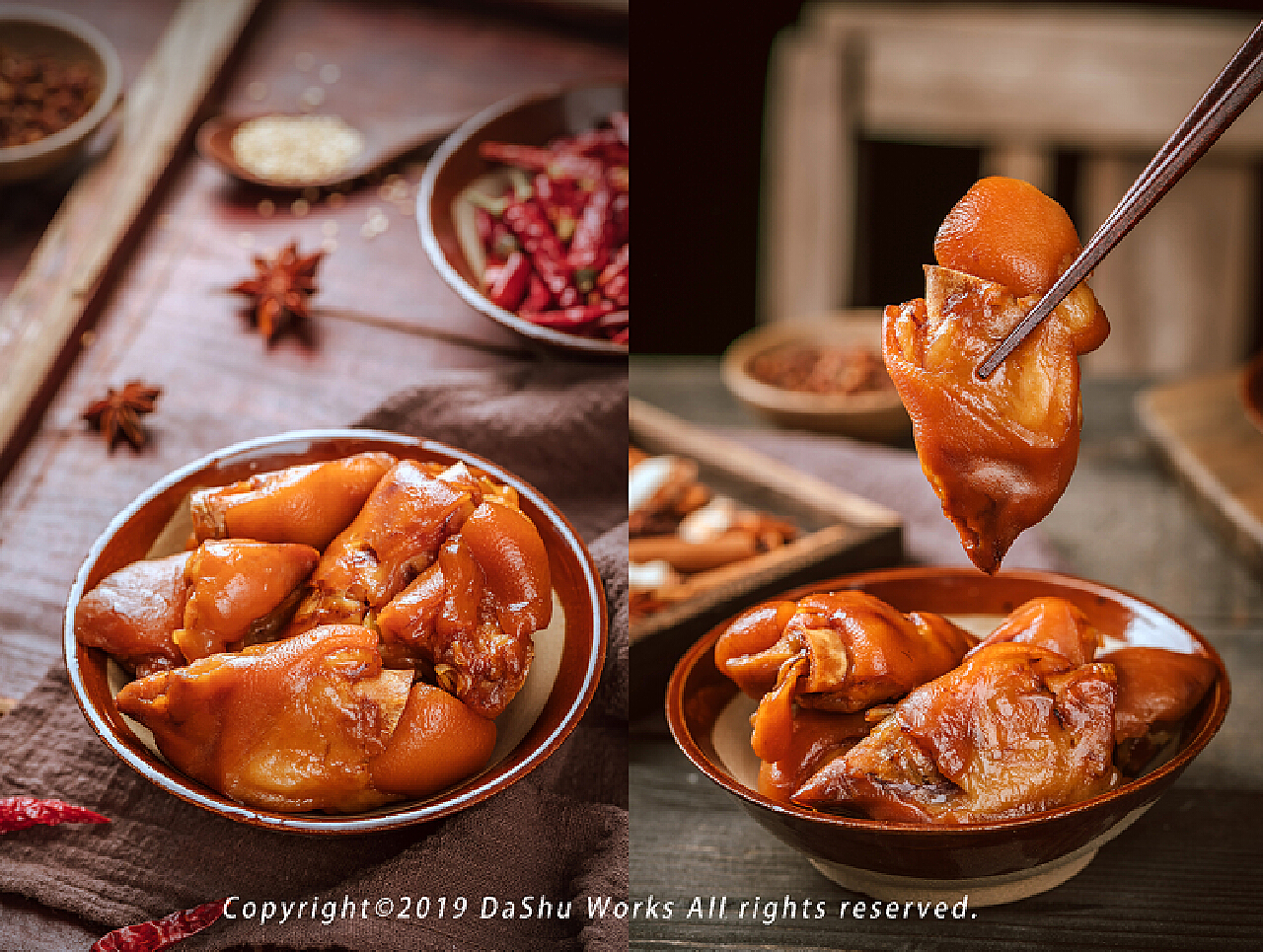 猪蹄晚餐猪腿中式传统卤制美食摄影图配图高清摄影大图-千库网