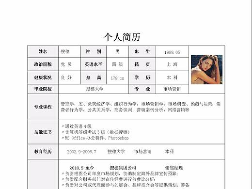 市場營銷專業(yè)通用Word表格簡歷模板