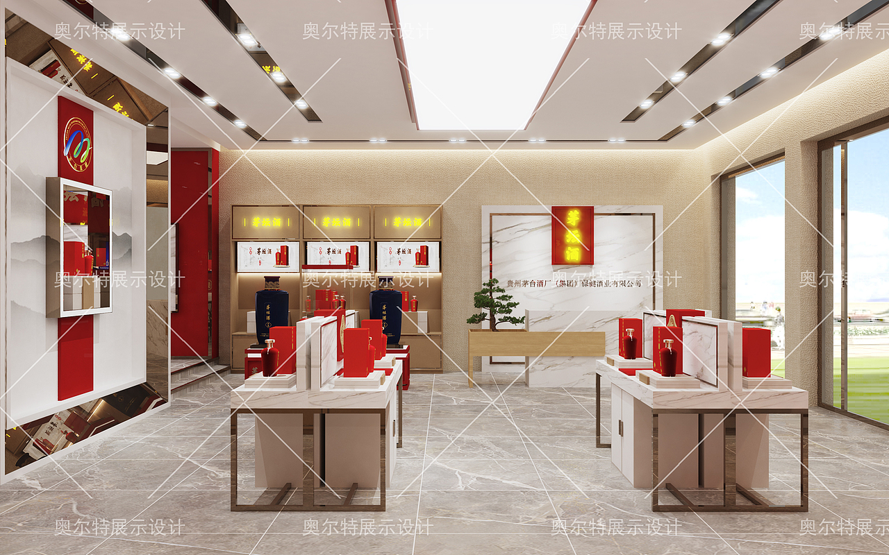 茅台连锁店设计白酒专卖店设计名酒专卖五粮液专柜展柜（图ZMjYxMzkxODI0） - 建筑/空间 - 站酷设计师深白浅黑design原创素材 - 站酷ZCOOL