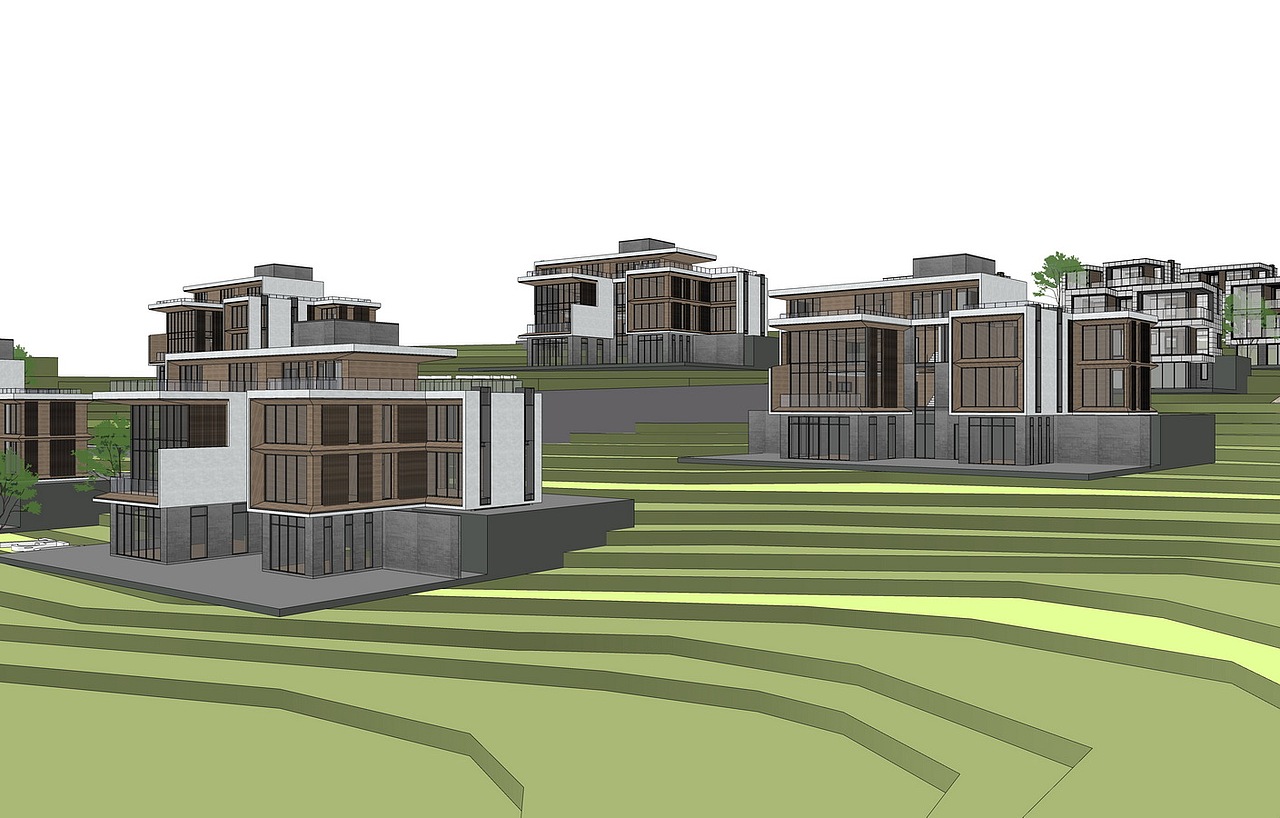 度假村别墅SU模型下载