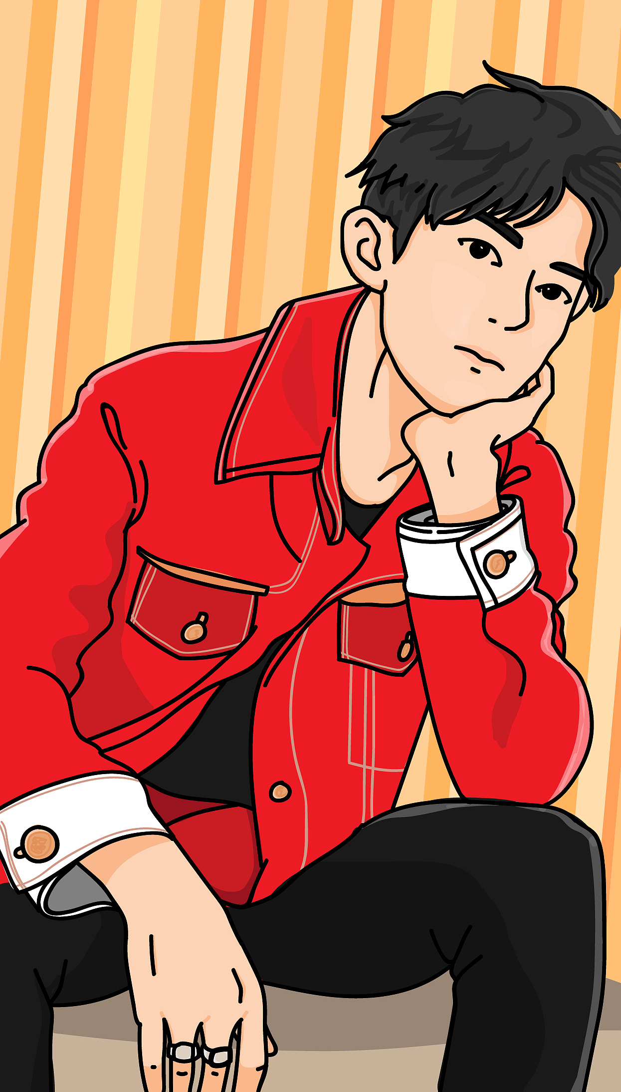 粗线条人物插画(易烊千玺)